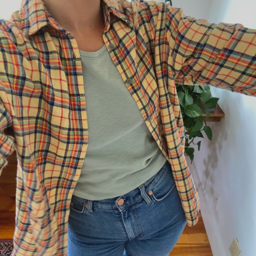 Fall Flannel Shirt in Neutral Tone Plaid
